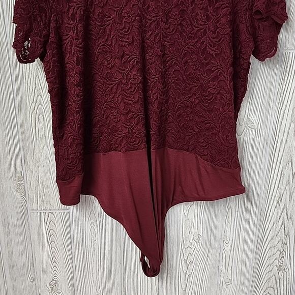 Torrid Cordovan Wine Lace Short Sleeve Bodsuit Womens Plus Size 4x NWT - Picture 6 of 11